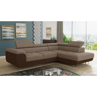 Sofnet Ecksofa Caris mit Schlaffunktion 3-Sitzer Braun/Beige