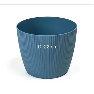 MELTOM Übertopf Blumentopf Kräutertopf 3D Rillen Dekorativ (Blau, L-22 cm)