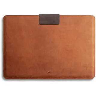 WIIUKA Hülle für MacBook Pro 16", Leder aus Deutschland, Lederhülle extra Dünn, Premium Tasche, Laptop Schutzhülle, Sleeve Vintage Braun