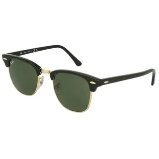 Ray Ban Clubmaster RB3016 W0365 49-21 polished black on gold/green