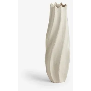 Next Dekovase Extragroße Bodenvase aus Keramik mit Raffdesign beige