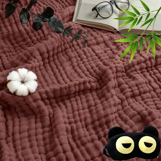 Gienslru Musselin Decke, Musselin Bettwäsche, Musselin Decke Erwachsene Sommer, Musselin Bettdecke 150 x 200, 135x200, 220x240, für Sofa, Bed, Couch Throw (105 * 105cm,Weinrot)
