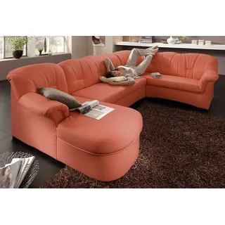 DOMO collection Wohnlandschaft Papenburg, zeitlose Rückensteppung, bequem, U-Form, Breite 297cm, in großer Farbvielfalt, wahlweise mit Bettfunktion braun