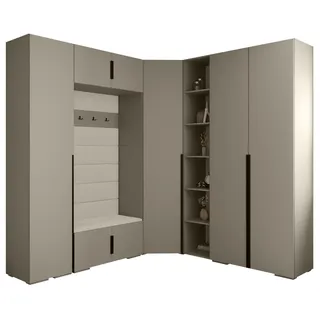 ABIKS MÖBEL Kompaktgarderobe INOVA 1 SATZ 2 Möbelset, Garderobe mit Kleiderstange und Regalen schwarz