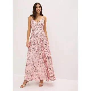 bonprix Abendkleid mit Paillettenstickerei, rosa, Gr.38, Maxikleid mit Paillettenstickerei und doppelten Spaghetti-Trägern