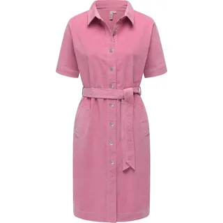 Cordkleid RAGWEAR "Rozyna Cordy YOUMODO", Damen, Gr. XS (34), Normalgrößen, rosa, Material: 98% Baumwolle, 2% Elasthan, gerade knielang, V-Ausschnitt, Ärmel ohne Ärmelschlitz, Kleider, Kurzärmliges Kordkleid mit Hemdkragen