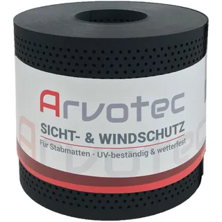 Arvotec Sichtschutzstreifen 'Exclusive' schwarz gelocht 2500 x 19 cm, für Stabmattenzaun