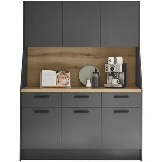 Mid.you Buffet, Graphit, Metall, 6 Fächer, 3 Schubladen, 153x205x58 cm, Beimöbel erhältlich, Küchen, Küchenmöbel, Buffetschränke