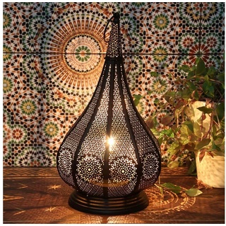 Casa Moro Tischleuchte Orientalische Lampe Monza Schwarz, für elektrisch & Kerzenbeleuchtung, ohne Leuchtmittel, schöne Tischlampe, IRL630 schwarz