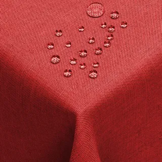 DecoHomeTextil Leinen Optik Tischdecke, Rechteckig 110 x 180 cm Dunkelrot, wasserabweisend, fleckenabweisend, abwaschbar, Lotuseffekt, bügelfrei