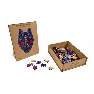 Philos Spiel, Artefakt Holzpuzzle 2 in 1 Wolf - 180 Teile - in Holzbox
