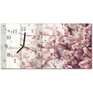 WANDUHR aus Glas 60x30 cm - Kirschblüten