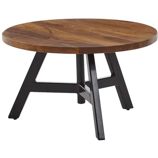 FineBuy Couchtisch Rund Braun Sheesham 60 x 60 x 35 cm