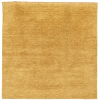 RugVista Handloom Fringes Teppich, 250 x 250 cm, Senfgelb | Moderne, Quadratisch, Niedriger Stapel, Nur chemische Reinigung, Wohnzimmer, Schlafzimmer