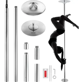 Vevor Professionelle Tanzstange, Pole Dance Tragbare Tanzstange Profi ca. 222,6-282,4 cm Höhenverstellbare Abnehmbare Fitnessstange Spinning Fitness Silber, Tanzstange Fitnessstudios, Club, Party