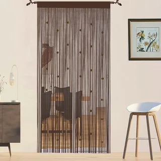 Fadenvorhang Insektenschutz Türvorhänge Fliegengitter Fliegenschutz Balkontür Fliegenvorhang Insektenschutz Türvorhang Insektenvorhang Terrassentür Perlenvorhang Für Türen (Kaffeebraun 90x200cm)