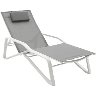 osoltus VIDA Sonnenliege Gartenliege mit Kissen Alu weiß verstellbar