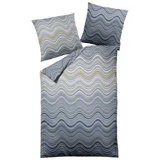 Dormisette Bettwäsche Dormisette Edel Biber Bettwäsche 155x220 Wellen blau weiß 2814-051, Biber, 2 teilig blau