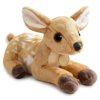 Xoeryoy Hirsch-Stofftier, liegendes Rehkitz-Plüschtier – superweiches Stoffhirsch zum Kuscheln, niedliche Heimdekoration und Weihnachten (Khaki)