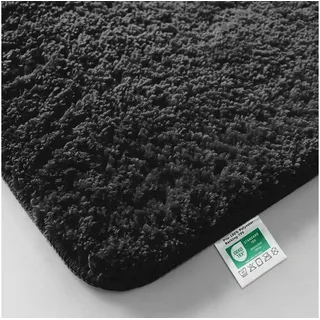Kubus Badematte Karat Rechteckig, Badteppich, Extrem weicher & dichter Hochflor, Höhe 30 mm, rutschhemmende Latexbeschichtung, Polyester, Polyester, Waschmaschinenfest schwarz 70 cm x 120 cm x 30 mm