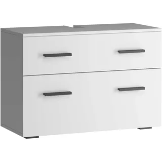 INOSIGN Waschbeckenunterschrank INOSIGN "Skara", weiß, B:80cm H:55cm T:35cm, Holzwerkstoff, Schränke, Waschbeckenunterschrank, mit Klappe und Schubkasten, schwarze Griffe, Breite 80 cm, Höhe 55 cm