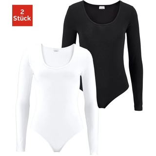 Langarmbody VIVANCE Gr. 36/38, N-Gr, schwarz-weiß (schwarz, weiß) Damen Bodies Body T-Shirt-Body Bodys aus Baumwoll-Stretch-Qualität