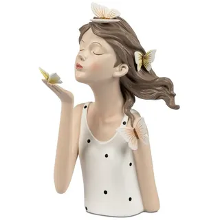 formano Dekofigur Deko-Büste Dame mit Schmetterlingen Handbemalt Skulptur 30cm Figur (Sparset) bunt