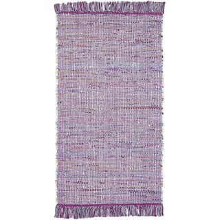 -LUXOR- living Teppich Frida Baumwolle Naturfaser Handgewebt Handwebteppich aubergine, 60 x 120 cm