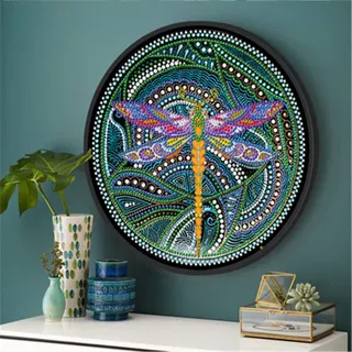 Nicole Knupfer 1pcs Mandala Libelle runden Diamond Painting, 5D Diamant Malerei Kit Arts Craft für Schlafzimmer Wandmalerei 235x235mm (Libelle)