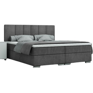 FURMEB24 - LIVIO 140 x 200 cm- Boxspringbett mit zwei Bettkästen - Polsterbett mit Holzrahmen - Doppelbett mit hohem Kopfteil - Monolith - Grau