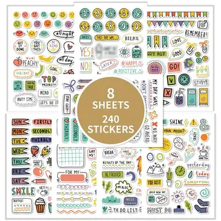 Zayookey 8 Blatt Wochenplan Aufkleber 240 Stück Planer Sticker Scrapbook Dekorative Aufkleber Bullet Journal Zubehör für Planner Kalender Tagebuch