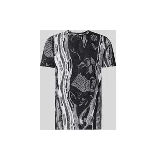 T-Shirt mit geripptem Rundhalsausschnitt, Anthrazit Melange, $listsize[$i].replace('"','"')