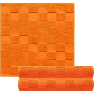 Lashuma Geschirrtücher 100% Baumwolle - Küchenhandtücher & Geschirrhandtücher 50x50 cm Waffelpique & Frottee Orange, 3er Set