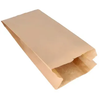 Papstar Papierfaltenbeutel gefädelt Kraftpapier 28 cm x 13 cm x 7 cm braun Füllinhalt 1,5 kg