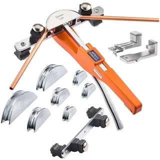 Vevor Rohrbiegegerät, 6-22 mm, Biegemaschine bis 90°, Vorwärts-/Rückwärts-Handbiegewerkzeug, Rohrbieger mit 7 Aluminiumlegierungs-Biegebacken, für Kupferrohre in der Klima- & Kältetechnik