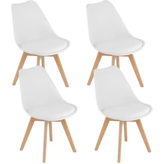 Home Collective 4er Set Esszimmerstuhl Stuhl Wohnzimmerstuhl, in insgesamt 11 Farben, 4X Weiss mit Kunststoffbeinen in Natur, bequemer & Stabiler Schalenstuhl