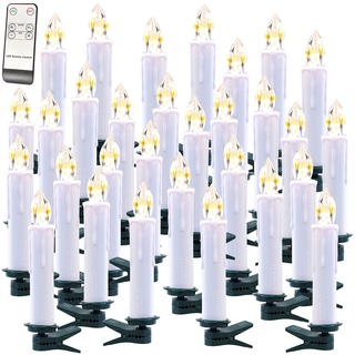 FUNK-Weihnachtsbaum-LED-Kerzen mit FUNK-Fernbedienung, 30er-Set, weiß