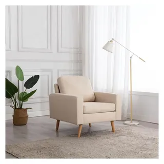 vidaXL Sessel Parlina Polyester 54 x 80 x 71 cm Creme mit Kissen