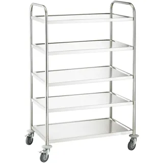 METRO PROFESSIONAL Servierwagen GST1005, Edelstahl, 85 x 52.6 x 154.3 cm, 5 Niveaus, Gesamtlast 200 kg, silber