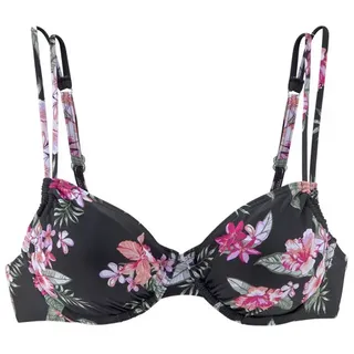 LASCANA Bügel-Bikini-Top Damen schwarz-bedruckt Gr.36 Cup D