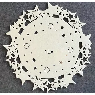 Weihnachten Filzdeckchen Creme Tischedeko Winter Sterne ø 30cm VPE 10 Stück