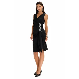 schickes Damen Kleid mit Strasssteinen Abend-Kleid Cocktail-Kleid ärmellos 917457 Schwarz - 36