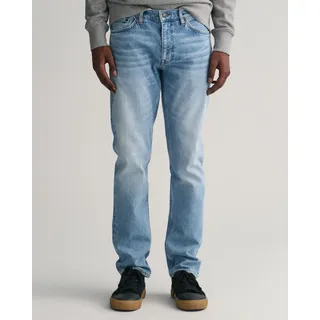 Regular-fit-Jeans GANT "REGULAR GANT JEANS", Herren, Gr. 33, Länge 30, blau (light blau vintage), Denim/Jeans, Obermaterial: 97% Baumwolle, 2% Polyester, 1% Elasthan, casual, regular fit, Jeans