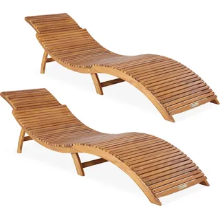 Faltbare Gartenliege 2er-Set Akazienholz FSC®-zertifiziert