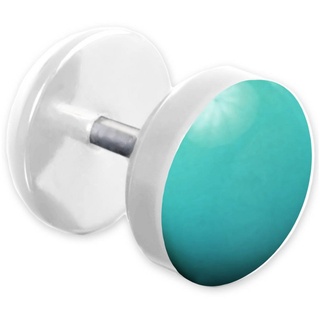 viva-adorno Fake-Ear-Plug 1 Stück Ohrstecker Edelstahl Acryl weiß mit farbig emaillierter Front blau