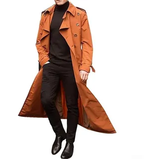 Trendy Herren Winter Langer Trenchcoat Lockere Parka Jacke für Partys und Geschäftskleidung (M Orange)