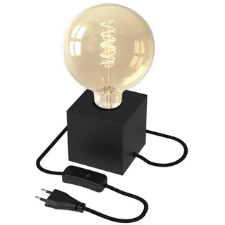 Calex Tischlampe eckig - E27 - Schwarz - Inkl. G125 LED Filament Lichtquelle
