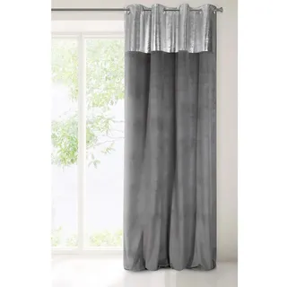 EUROFIRANY Samt Vorhang Velvet Stahlgrau Grau Silber Zweifarbig Leuchtend Eco Leder Ösen Vorhänge 140x250 cm 1 Stk. Sanft Weich Elegant Glamour Wohnzimmer Schlafzimmer Lounge