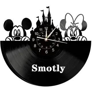 Smotly Mickey Mouse Thema Design Große Wanduhr - Kinder Cartoon Schallplatte Geschenk Mit Geschenkhaken