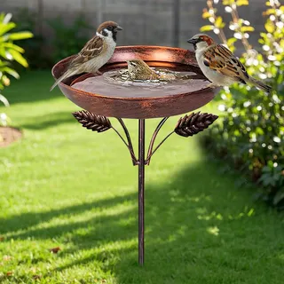 Vogeltränke Stehend - Metall Futtergeschirr mit Wasserstelle für draußen, Garten für Wildvögel, Groß frostsichere Winterfeste Wassertränke